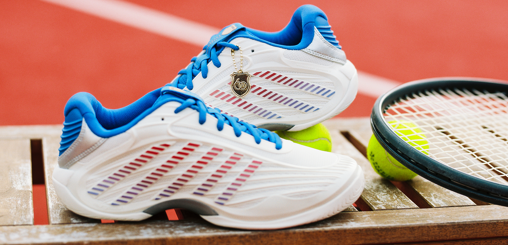 Close picture of KSRC Hypercourt Express 3 60th Limited Edition Drop on the Tennis court Performance Shoe